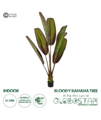 GloboStar® Artificial Garden BLOODY BANANA TREE 20118 - Τεχνητό Διακοσμητικό Φυτό Αιματόφυλλη Μπανανιά - Μπανανόδεντρο Υ190cm